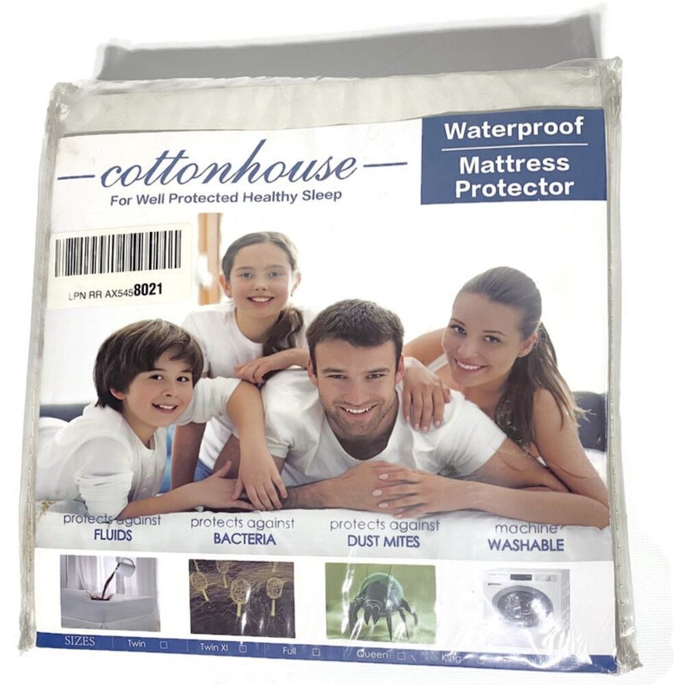 Cotton House Waterproof White Mattress Protector Full Size NEW